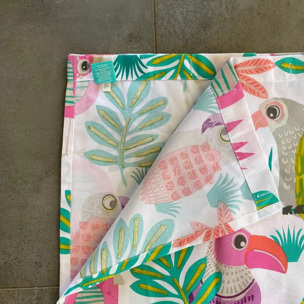 Pillowfort Shower Curtain Neon Bright‎ Tropical Birds in Foliage
